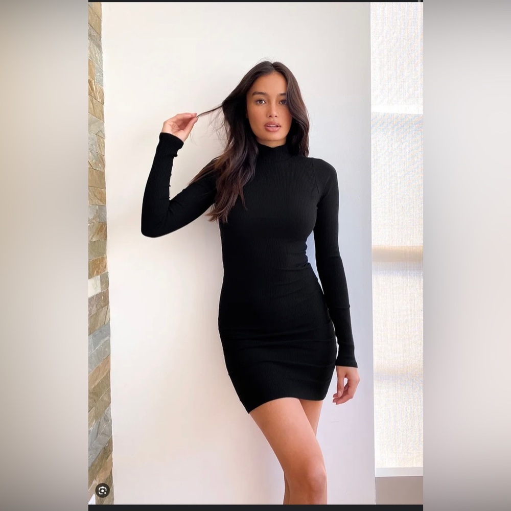 Lulus long sleeve, ribbed black dress